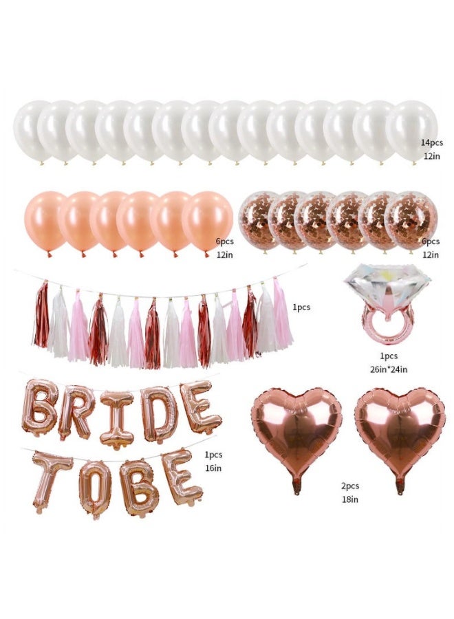 LYNLYN Rose Gold Bride to Be Balloon Decoration Kit, Bachelorette Party and Bridal Shower Balloon Set with Ring and Heart Foil Balloons, Wedding Celebration Decor - Image 3